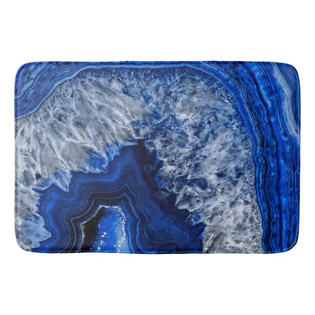 Night Blue Indigo Agate Mineral Quarz Gemstone Badematte (Vorderseite)