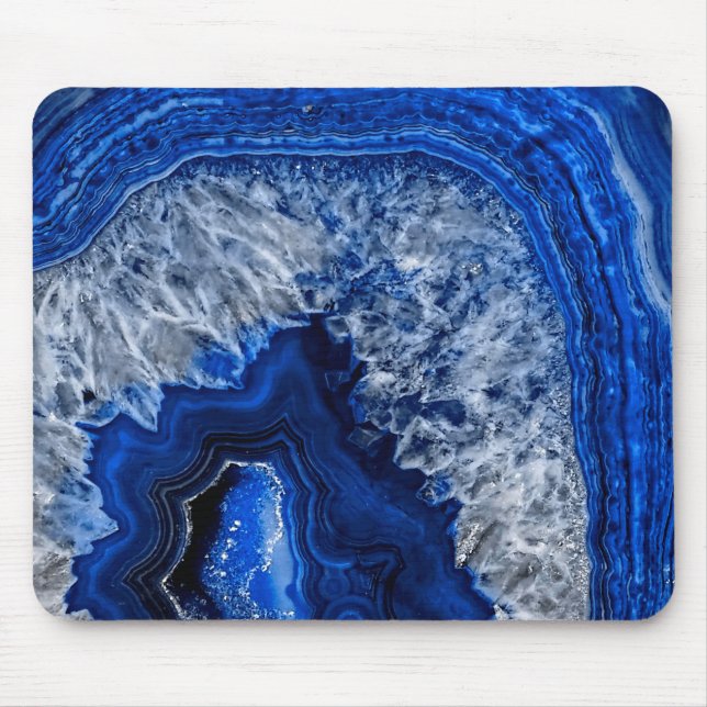 Night Blue Indigo Agate Mineral Quarz Gemstone Mousepad (Vorne)