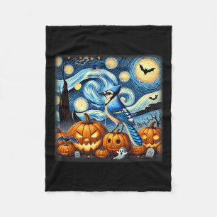 Night Blue Jay Halloween Fleecedecke