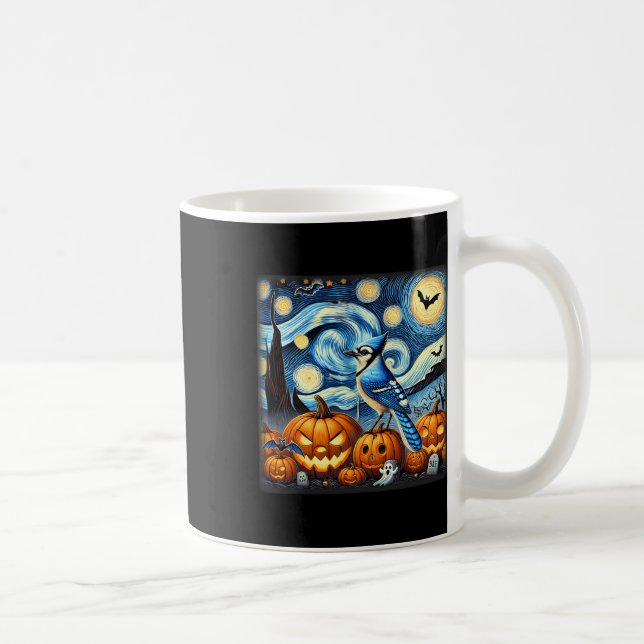 Night Blue Jay Halloween Kaffeetasse (Rechts)