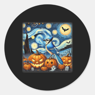 Night Blue Jay Halloween Runder Aufkleber