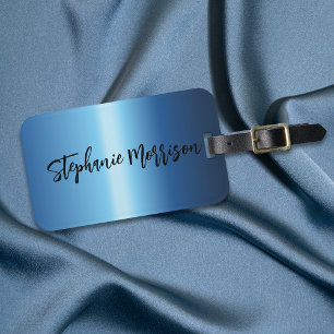Night Blue Metallic Minimalistisch Chic Trendy Scr Gepäckanhänger