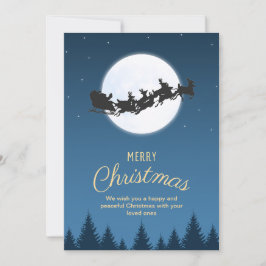 Night Blue Simple Santa Claus Sled Frohe Weihnacht Einladung