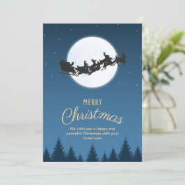 Night Blue Simple Santa Claus Sled Frohe Weihnacht Einladung