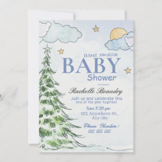 Night Christmas tree baby shower Einladung