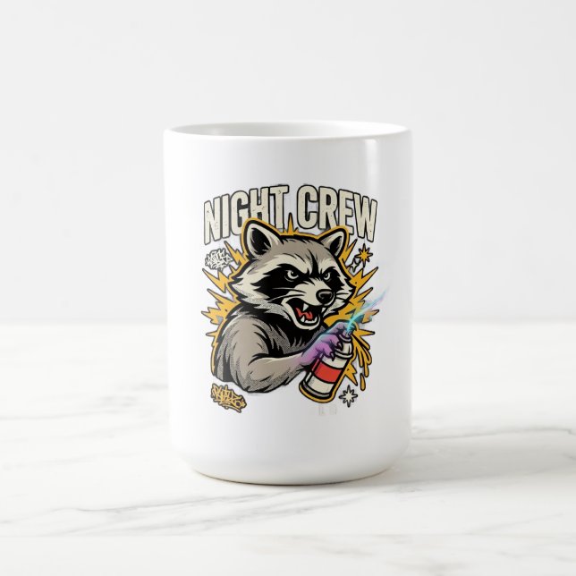 Night Crew Waschbär Graffiti Langarmshirt Kaffeetasse (Mittel)