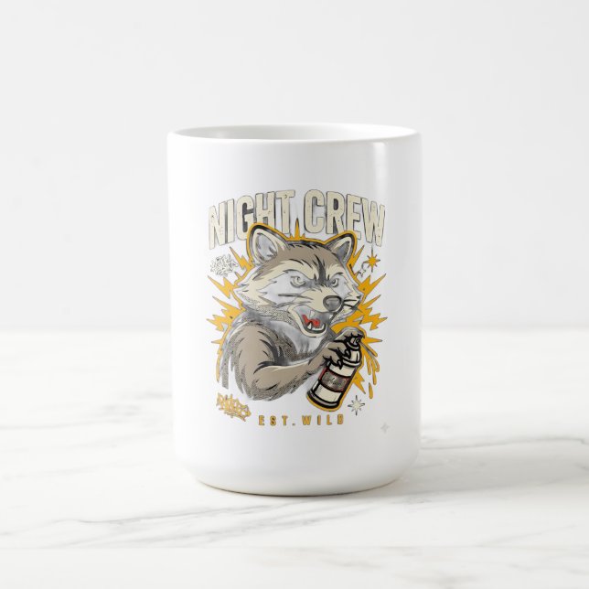 Night Crew Waschbär Langarmshirt Kaffeetasse (Mittel)