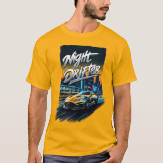 Night Drifter Yellow Sports Car in Neo Graffiti T-Shirt