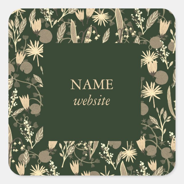 Night Garden Botanical Floral Plants Modern Chic  Quadratischer Aufkleber (Vorderseite)