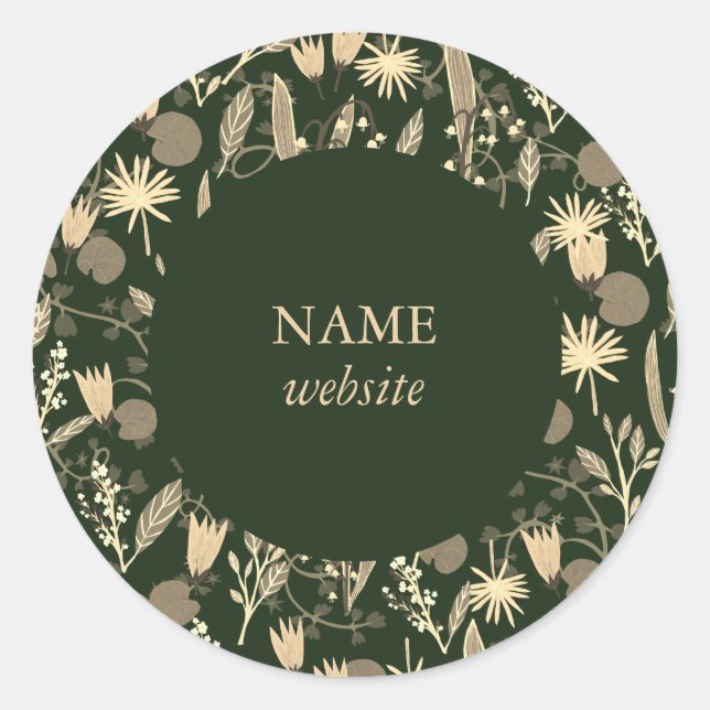 Night Garden Botanical Floral Plants Modern Chic  Runder Aufkleber (Vorderseite)