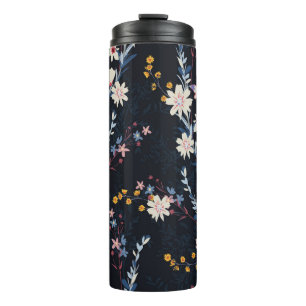 Night Garden Floral Navy Muster Thermosbecher
