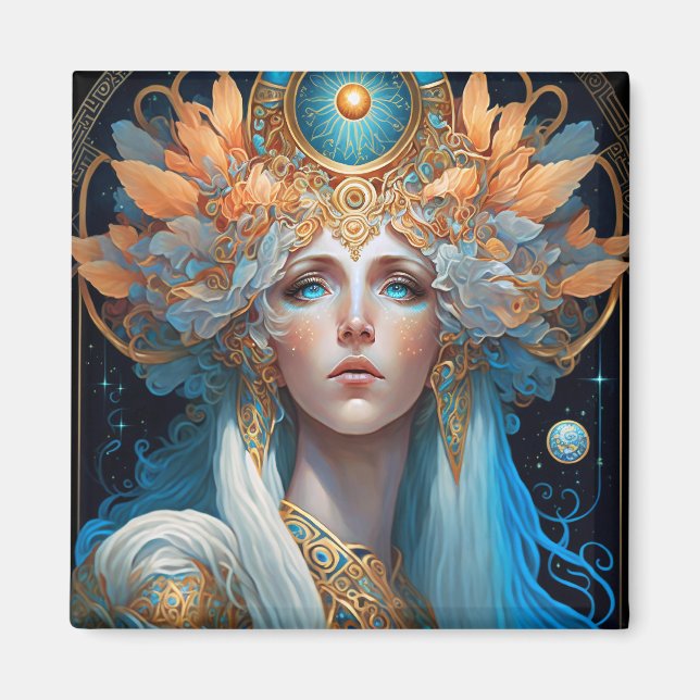 Night Goddess Queen Fantasy Art Magnet (Vorne)