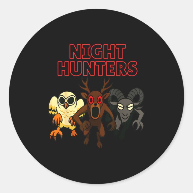 Night Hunters. 3 Animals In The Forest. Cool Gamer Runder Aufkleber (Vorderseite)