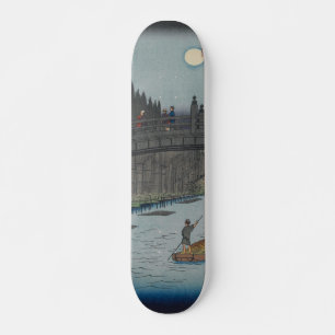 Night Kyobashi Bridge Vintag Ukiyo-e Japanisch Kun Skateboard