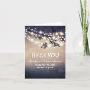 night lights blue rustic thank you cards dankeskarte