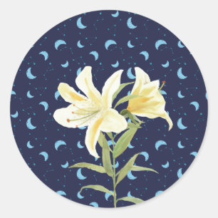 Night Moon Casablanca Lily Runder Aufkleber