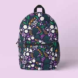 Night Moon Garden Floral Botanisches Muster Bedruckter Rucksack
