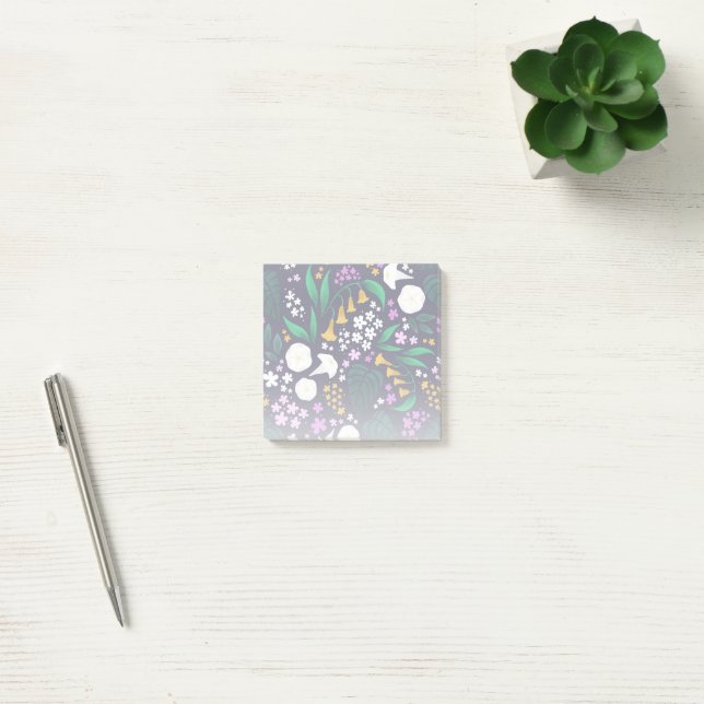 Night Moon Garden Floral Botanisches Muster Post-it Klebezettel (Büro)