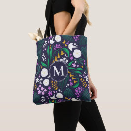 Night Moon Garden Floral Botanisches Muster Tasche