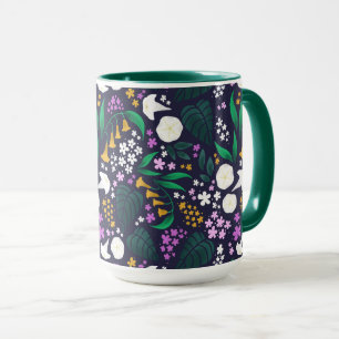 Night Moon Garden Floral Botanisches Muster Tasse