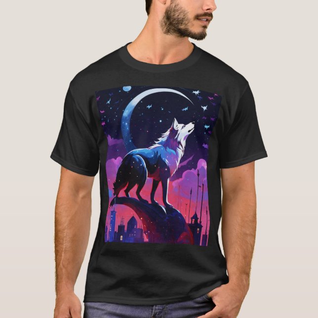 Night Moon & Star Fox T - Shirt - Mystischer Wald  (Vorderseite)