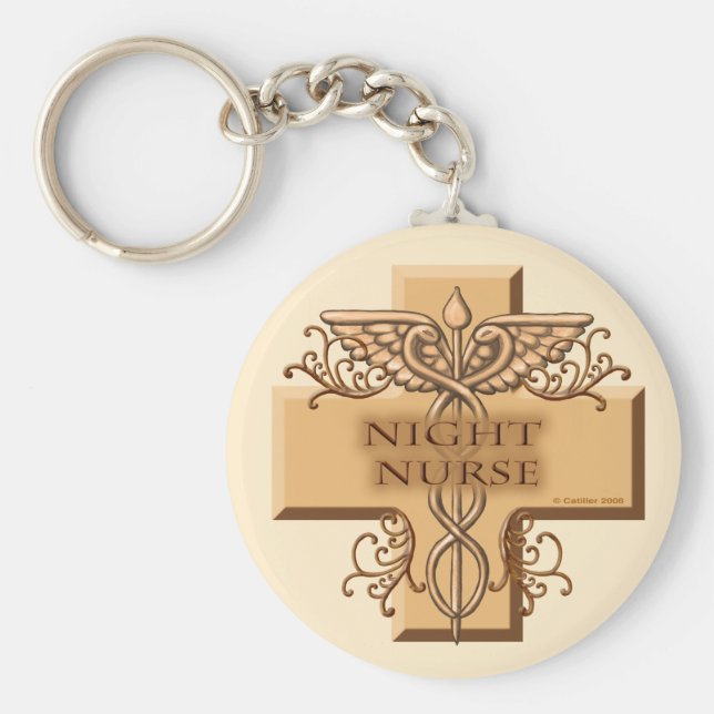 Night Nurse Cross Caduceus Schlüsselanhänger (Vorne)