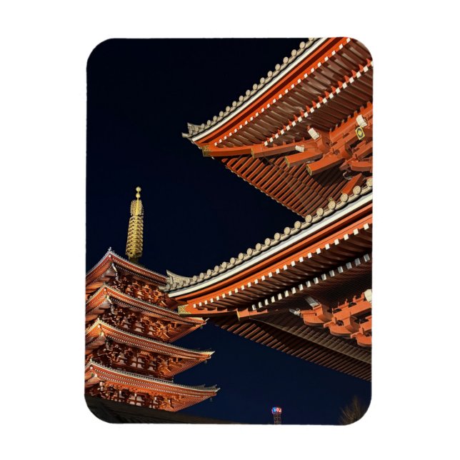 Night of Kaminarimon in Tokyo Japan Magnet (Vertikal)