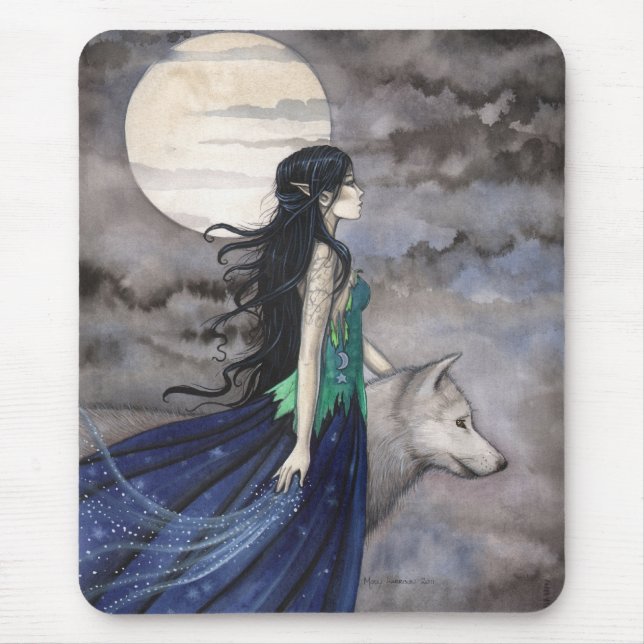 NIght of the Wolf Gothic Fantasy Mousepad (Vorne)