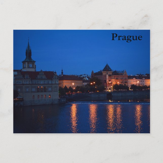 NIGHT OVER PRAG POSTCARD POSTKARTE (Vorderseite)