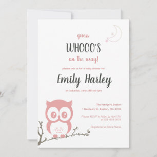 Night Owl Baby Girl Rose Shower Invitation