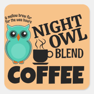 NIGHT OWL BLEND KAFFEE QUADRATISCHER AUFKLEBER