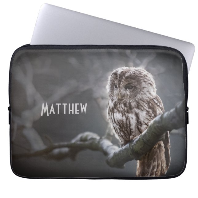 Night Owl Foto Monogram Laptop Sleeve (Vorderseite)