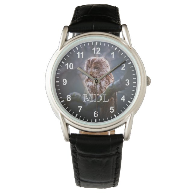 Night Owl Foto Nummern Armbanduhr (Vorderseite)