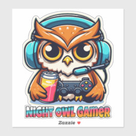 Night Owl Gamer Mascot Fun Gaming Illustration Aufkleber
