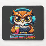 Night Owl Gamer Mascot Fun Gaming Illustration Mousepad<br><div class="desc">Elevate your gaming station with the "Night Owl Gamer" design, a premium illustration brought to you by AmazingEG. This artwork is tailor-made for the dedicated player who thrives in the quiet hours of the night. Featuring a highly detailed owl mascot, this design blends the wisdom and nocturnal nature of the...</div>