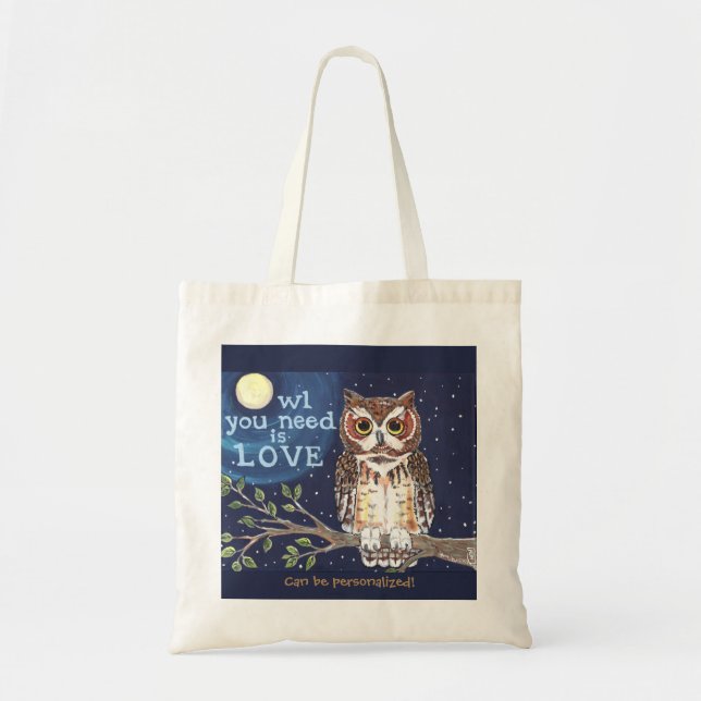 Night "Owl Liebe" Humorvolle Owl Tote Bag Personal Tragetasche (Vorne)