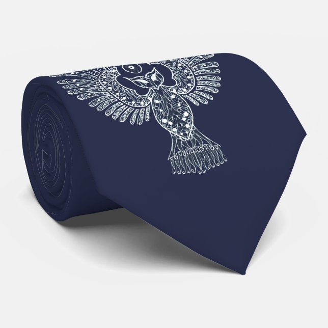 Night Owl Lineart Cravate bleu (Roulé)