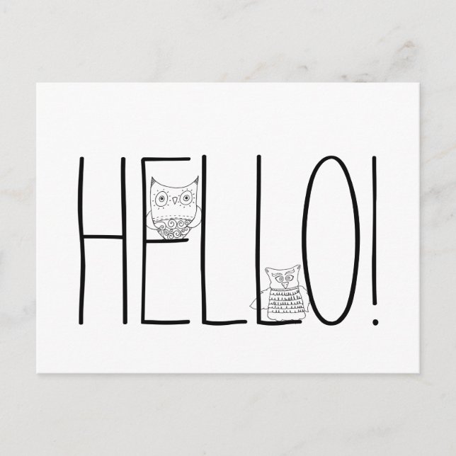 Night Owls Hello Postkarte (Vorderseite)