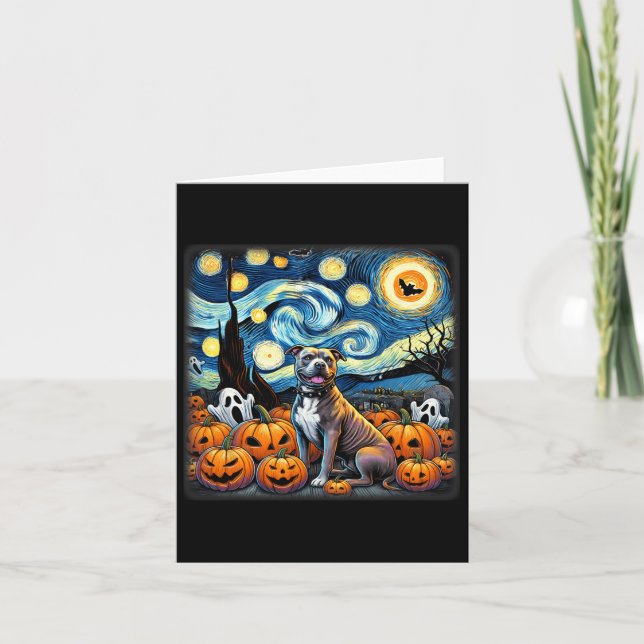 Night Pitbull Halloween Karte (Vorderseite)