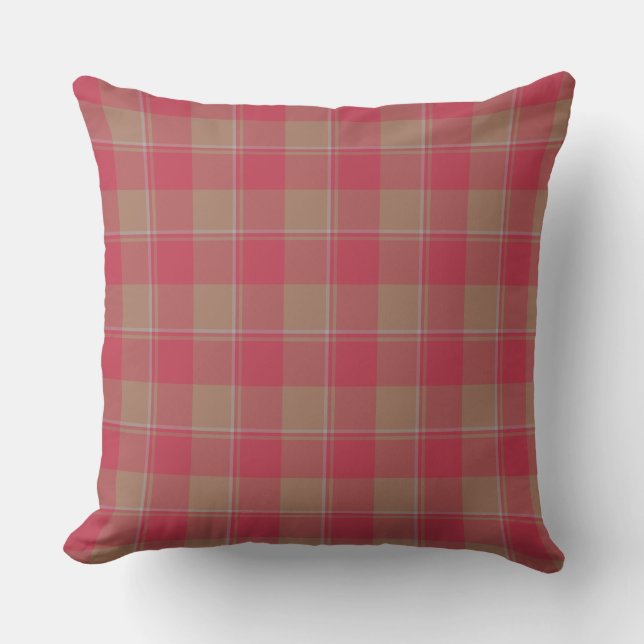 Night Shadz Red and Toast Tan Plaid Kissen (Vorderseite)