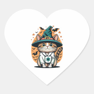 Night Shift Feline One Spooky Nurse Cat Herz-Aufkleber