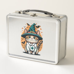 Night Shift Feline One Spooky Nurse Cat Metall Brotdose