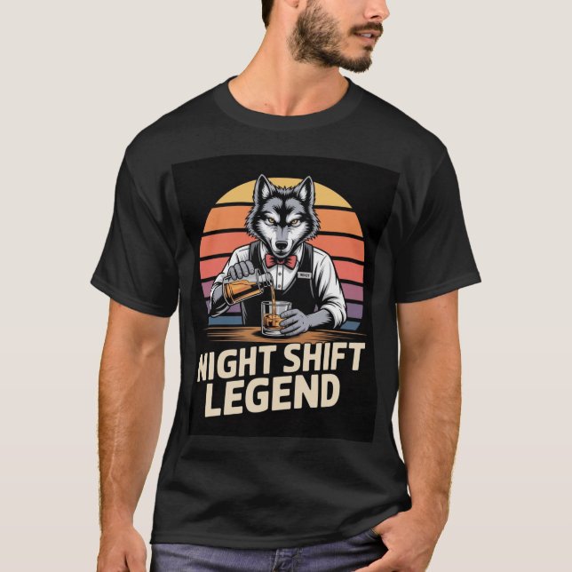 Night Shift Legend Wolf Bartender Shirt (Vorderseite)