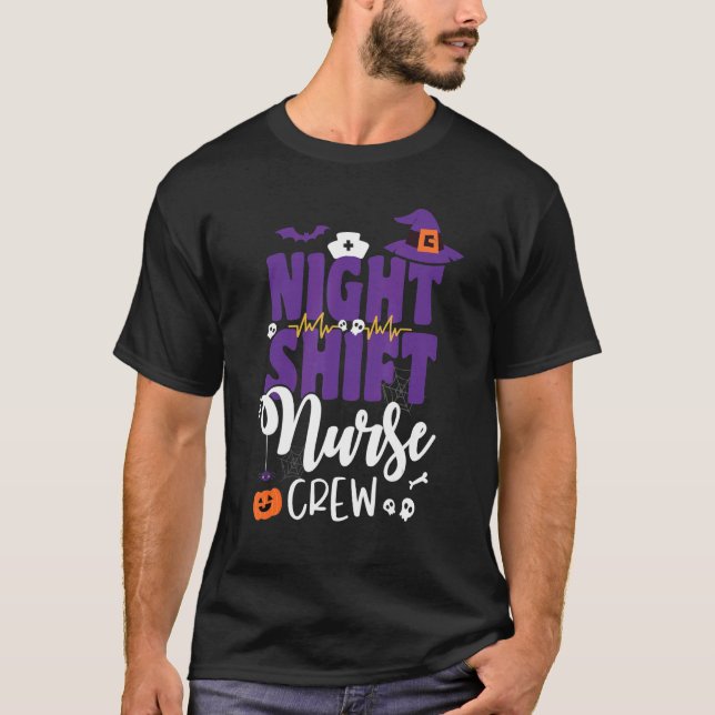 Night Shift Nurse Crew Pflege Geist Crew Spooky H T-Shirt (Vorderseite)