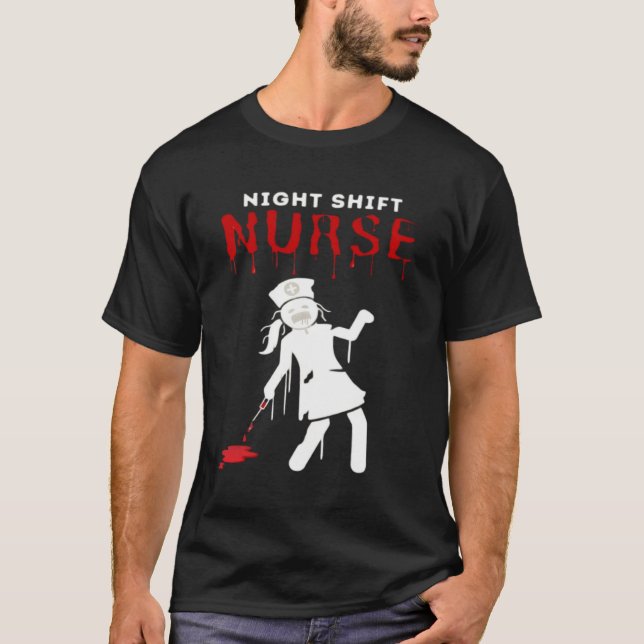 Night Shift Nurse Funny Halloween Classic T-Shirt (Vorderseite)
