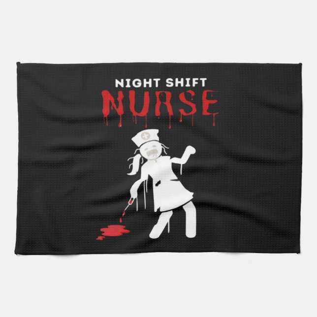 Night Shift Nurse Funny Halloween Classic T-Shirt Geschirrtuch (Horizontal)