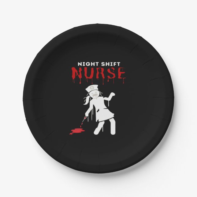 Night Shift Nurse Funny Halloween Klassischer T -  Pappteller (Vorderseite)