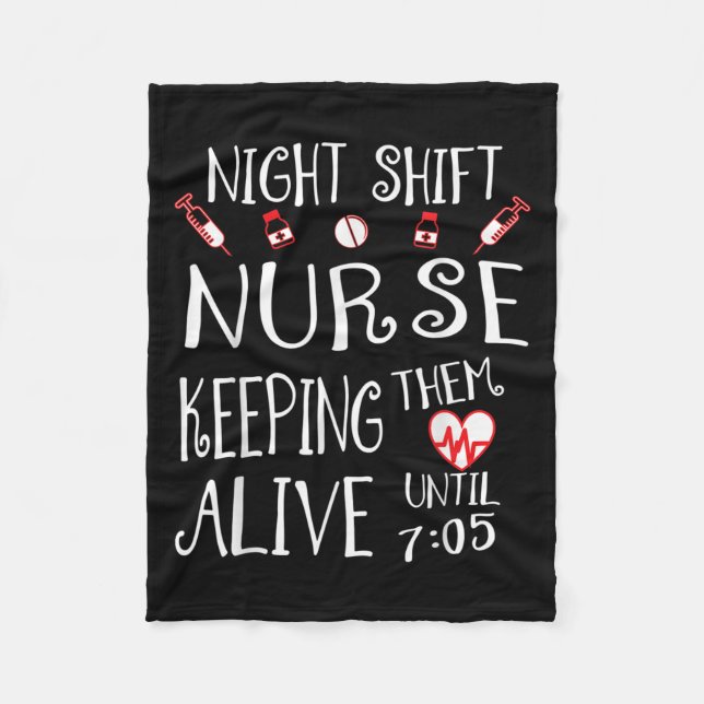Night Shift Nurse Funny Nursing Hostal Funny Rn Qu Fleecedecke (Vorderseite)