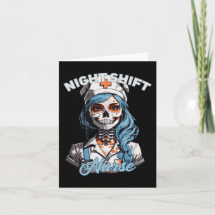 Night Shift Nurse Funny Skelett Halloween Rn Nurs Karte
