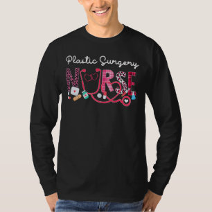 Night Shift Nurse Leopard Karierte Liebe Herz Stet T-Shirt